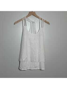 P.J. Salvage White Lace Racerback Tank Top Size Small Boho Layered Cami [COPY]